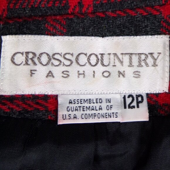 CROSS COUNTRY FASHIONS size 12P black/red plaid blazer acrylic/wool/polyester - Picture 13 of 14